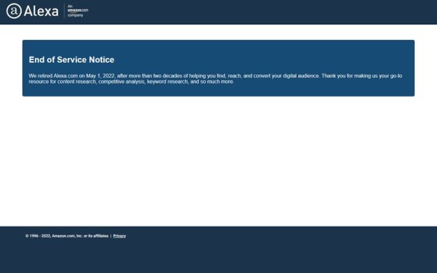 Alexa.com Mengumumkan Pemberitahuan Akhir Layanan