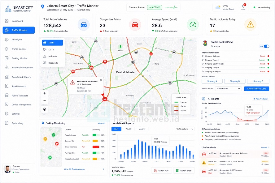 Menu Traffic Monitor Sistem Informasi Transportasi & Smart City Bebasis Ai