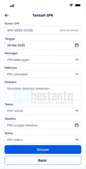 7. Halaman Tambah SPK Mobile
