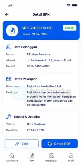 8. Halaman Detail SPK Mobile