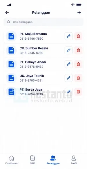 9. Halaman Pelanggan SPK Mobile