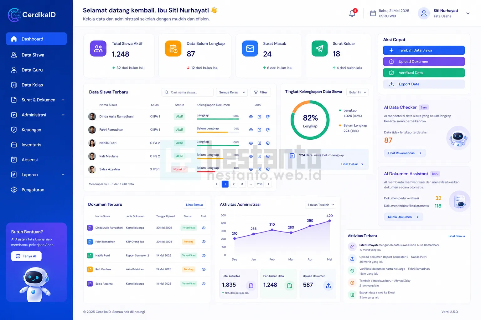 DASHBOARD TATA USAHA DASHBOARD WALI KELASDASHBOARD ORANG TUA WALI CerdikaID - Membuat Aplikasi Sekolah Berbasis Web PHP MySQL Source Code