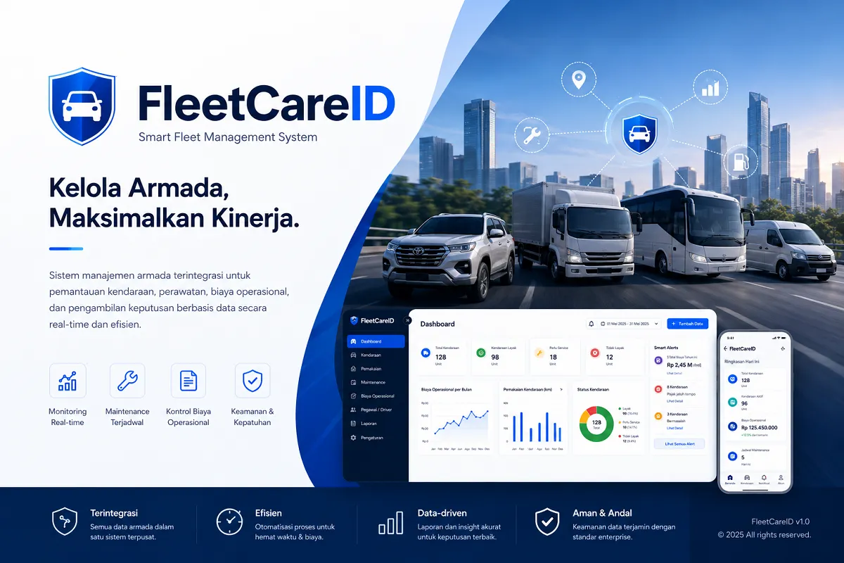 FleetCareID – Aplikasi Pemeliharaan Kendaraan Dinas berbasis PHP MySQL